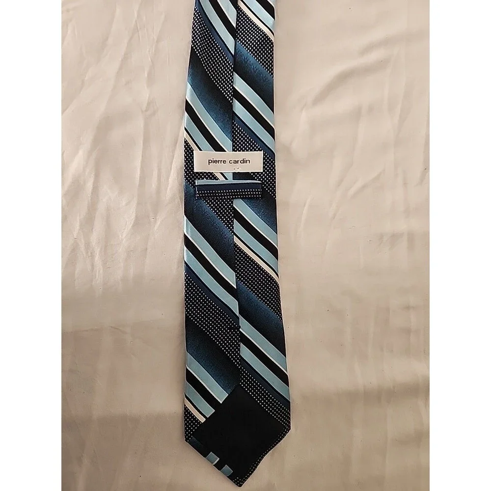 Pierre Cardin Blue Striped 100% Silk Necktie